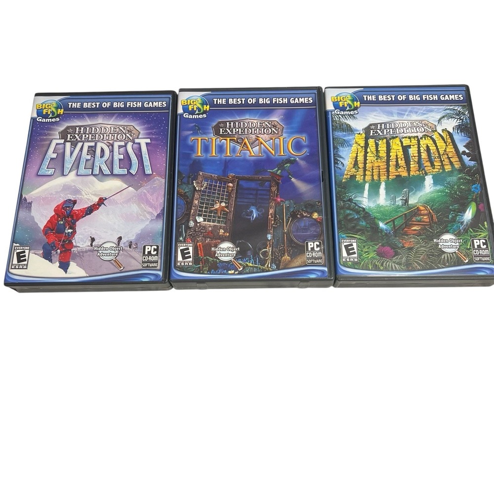 Y2k Lot 3 Big Fish Hidden Expeditions Hidden‎ Object Adventure PC Games CD-ROM